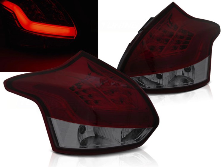 LAMPY TYLNE FORD FOCUS 3 11-10.14 HATCHBACK RED SMOKE LED BAR