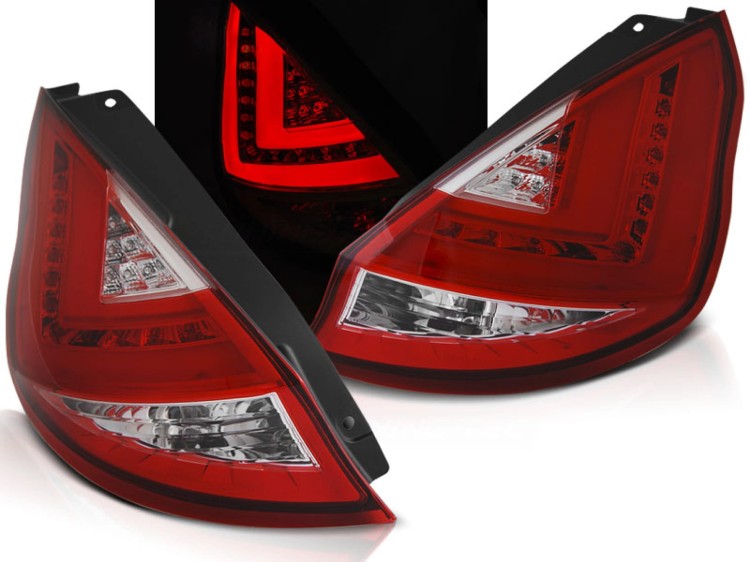 LAMPY TYLNE FORD FIESTA MK7 08-12 HATCHBACK RED WHITE LED BAR