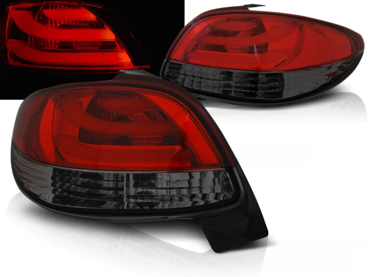 LAMPY TYLNE PEUGEOT 206 10.98- RED SMOKE LED BAR