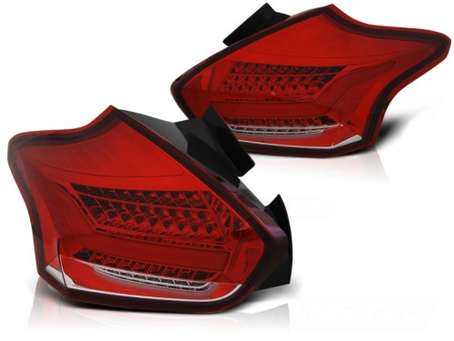 LAMPY TYLNE FORD FOCUS 3 15-18 HATCHBACK RED WHITE SEQ LED