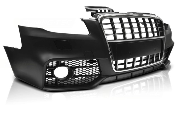 ZDERZAK PRZEDNI RS4 LOOK CHROME BLACK AUDI A4 04-08