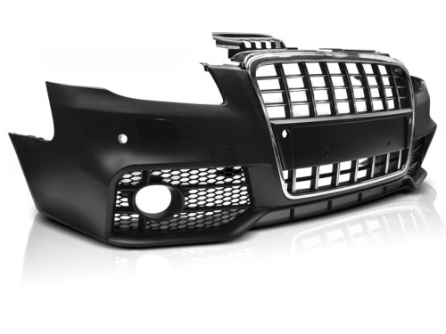 ZDERZAK PRZEDNI RS4 LOOK CHROME BLACK PDC AUDI A4 04-08