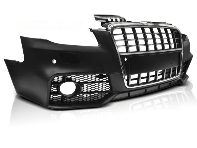 ZDERZAK PRZEDNI RS4 LOOK CHROME BLACK PDC AUDI A4 04-08