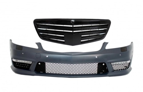 ZDERZAK PRZEDNI + GRILL CZARNY POŁYSK MERCEDES S KLASA W221 05-12 S63 AMG