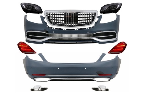 BODY KIT ZDERZAK PRZEDNI LAMPY GRILL MERCEDES S W222 MAYBACH FACELIFT LOOK