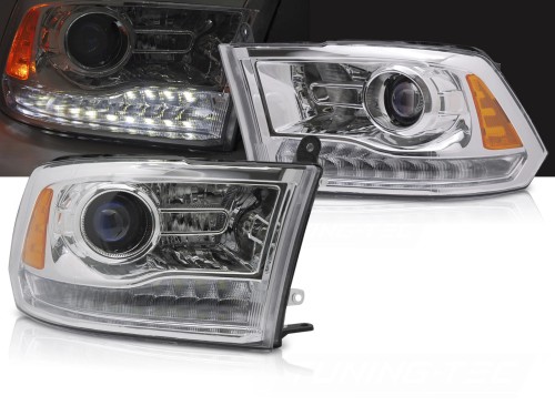 LAMPY PRZEDNIE REFLEKTORY DODGE RAM 09-18 CHROME LED