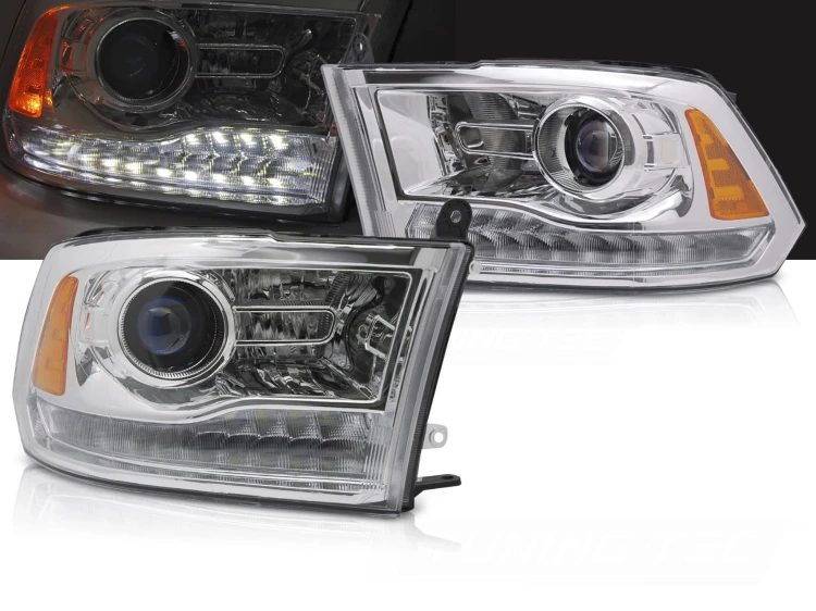 LAMPY PRZEDNIE REFLEKTORY DODGE RAM 09-18 CHROME LED