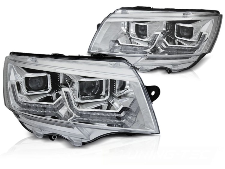 LAMPY PRZEDNIE REFLEKTORY CHROME DRL SEQ LED VW T6.1 20+