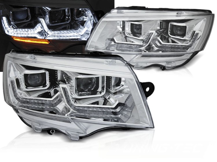LAMPY PRZEDNIE REFLEKTORY CHROME DRL SEQ LED VW T6.1 20+