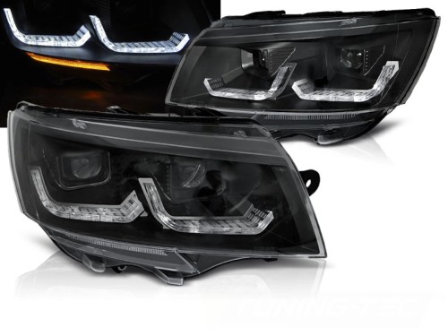 LAMPY PRZEDNIE REFLEKTORY BLACK DRL SEQ LED VW T6.1 20+