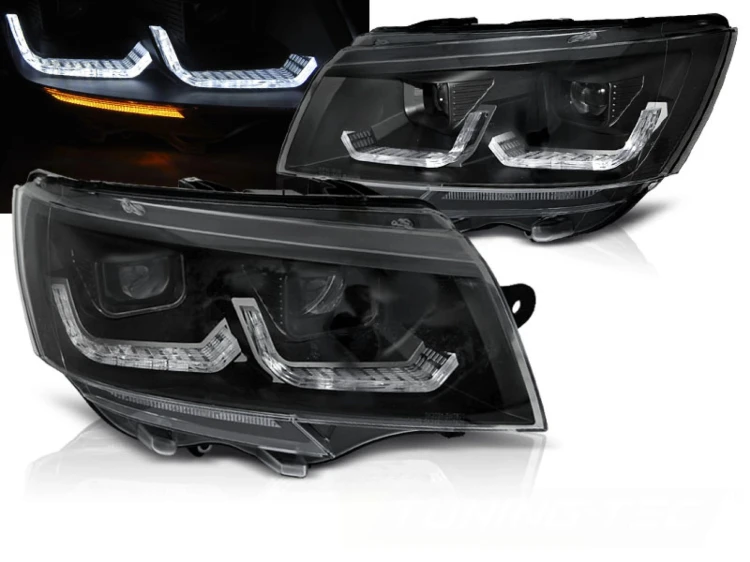 LAMPY PRZEDNIE REFLEKTORY BLACK DRL SEQ LED VW T6.1 20+