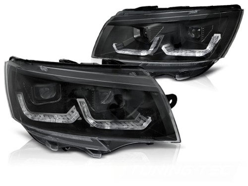 LAMPY PRZEDNIE REFLEKTORY BLACK DRL SEQ LED VW T6.1 20+
