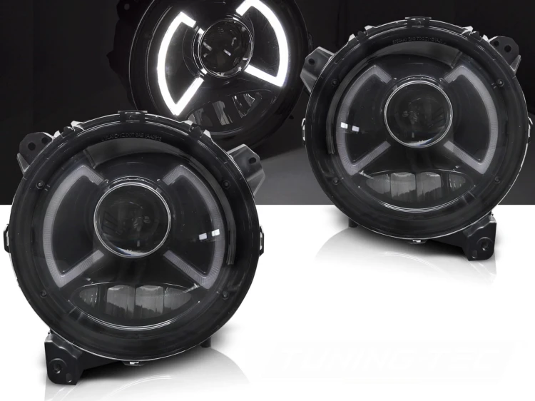 LAMPY PRZEDNIE REFLEKTORY JEEP WRANGLER JL 18-23 FULL LED BLACK