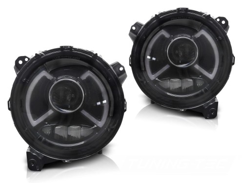 LAMPY PRZEDNIE REFLEKTORY JEEP WRANGLER JL 18-23 FULL LED BLACK