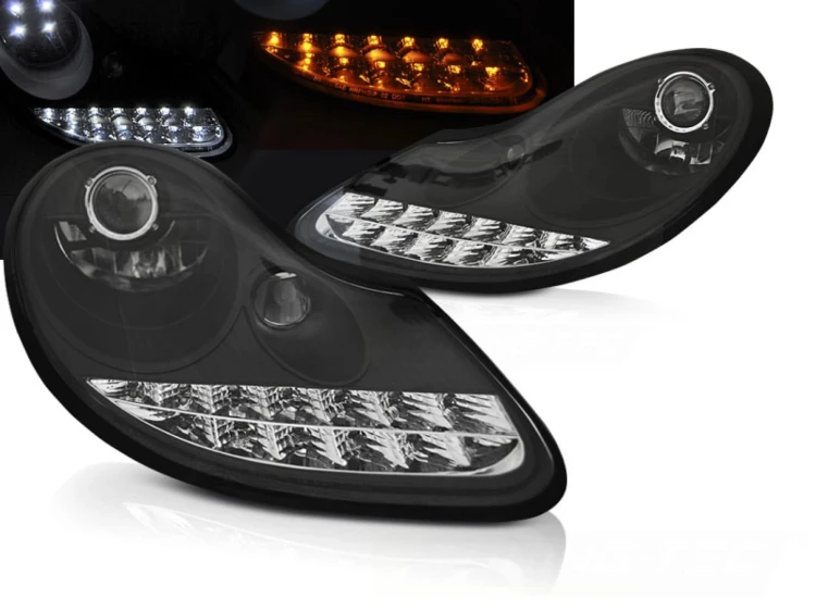 LAMPY PRZEDNIE REFLEKTORY BLACK PORSCHE BOXSTER 96-04 /911 996 LED
