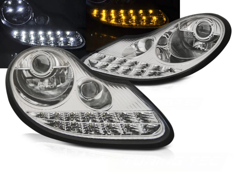 LAMPY PRZEDNIE REFLEKTORY CHROME PORSCHE BOXSTER 96-04 /911 996 LED