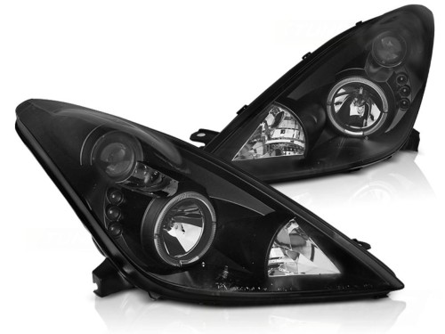 LAMPY PRZEDNIE REFLEKTORY TOYOTA CELICA T230 99-05 ANGEL EYES BLACK