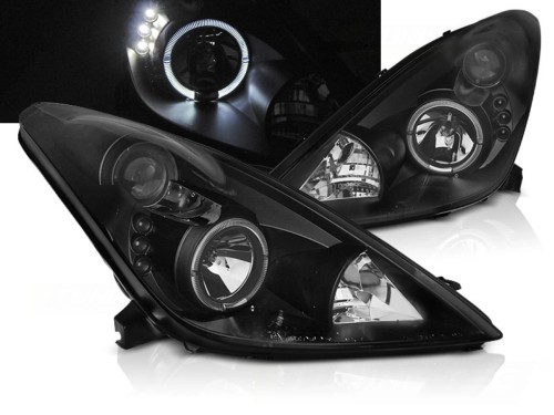 LAMPY PRZEDNIE REFLEKTORY TOYOTA CELICA T230 99-05 ANGEL EYES BLACK