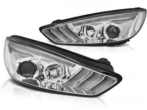 LAMPY PRZEDNIE REFLEKTORY FORD FOCUS MK3 15-18 CHROME DRL LED SEQ