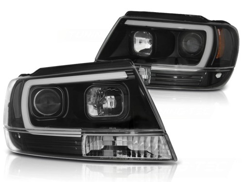 LAMPY PRZEDNIE REFLEKTORY JEEP GRAND CHEROKEE 99-05.05 TUBE LIGHT BLACK
