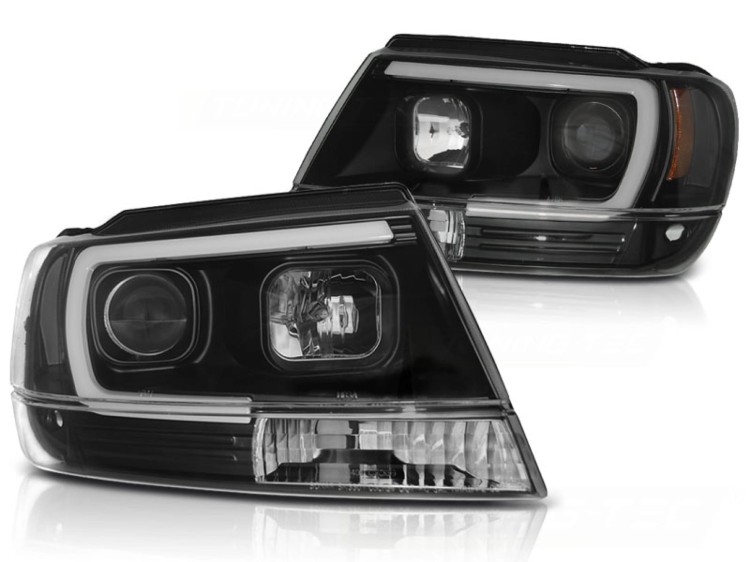 LAMPY PRZEDNIE REFLEKTORY JEEP GRAND CHEROKEE 99-05.05 TUBE LIGHT BLACK