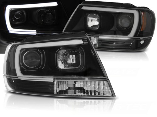 LAMPY PRZEDNIE REFLEKTORY JEEP GRAND CHEROKEE 99-05.05 TUBE LIGHT BLACK
