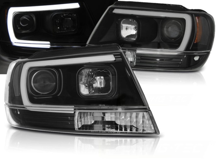 LAMPY PRZEDNIE REFLEKTORY JEEP GRAND CHEROKEE 99-05.05 TUBE LIGHT BLACK
