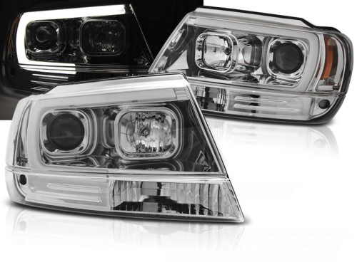 LAMPY PRZEDNIE REFLEKTORY JEEP GRAND CHEROKEE 99-05.05 CHROME LED
