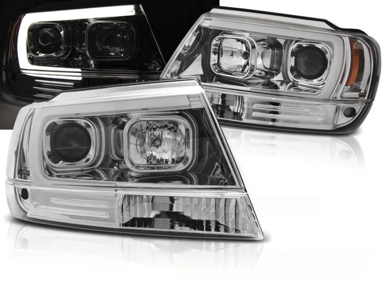 LAMPY PRZEDNIE REFLEKTORY JEEP GRAND CHEROKEE 99-05.05 CHROME LED