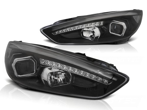 LAMPY PRZEDNIE REFLEKTORY FORD FOCUS MK3 15-18 BLACK DRL LED