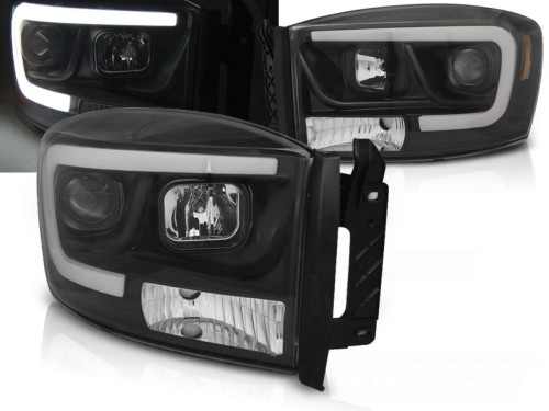 LAMPY PRZEDNIE REFLEKTORY BLACK DODGE RAM 06-08 LED