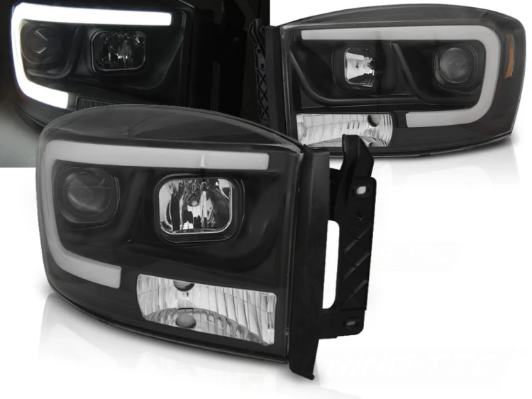 LAMPY PRZEDNIE REFLEKTORY BLACK DODGE RAM 06-08 LED