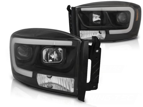 LAMPY PRZEDNIE REFLEKTORY BLACK DODGE RAM 06-08 LED