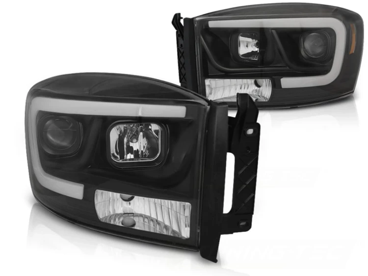 LAMPY PRZEDNIE REFLEKTORY BLACK DODGE RAM 06-08 LED