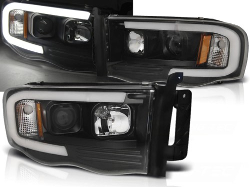 LAMPY PRZEDNIE REFLEKTORY BLACK DODGE RAM 02-06 LED