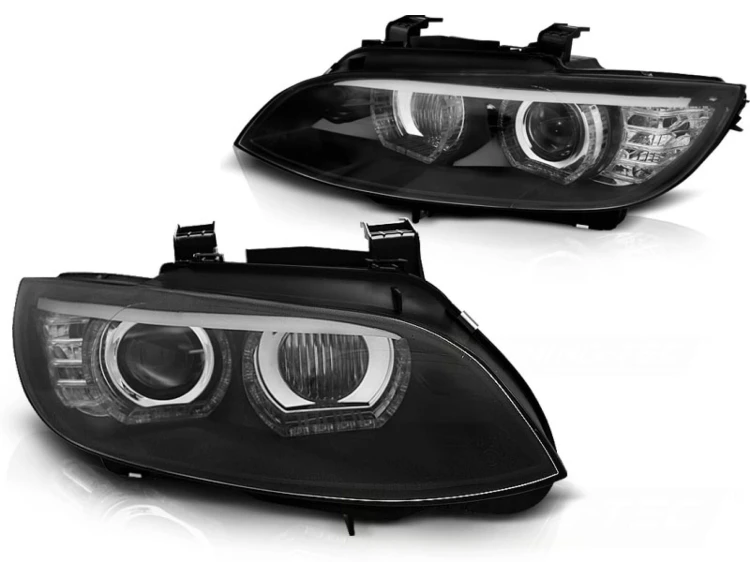 LAMPY PRZEDNIE REFLEKTORY XENON ANGEL LED BLACK BMW SERII 3E92/E93 06-10