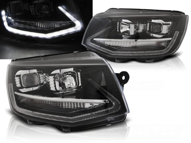 LAMPY PRZEDNIE REFLEKTORY DRL BLACK VW T6 15-19