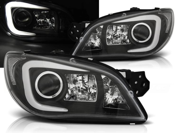 LAMPY PRZEDNIE REFLEKTORY SUBARU IMPREZA II GD 06-07 TUBE LIGHT BLACK