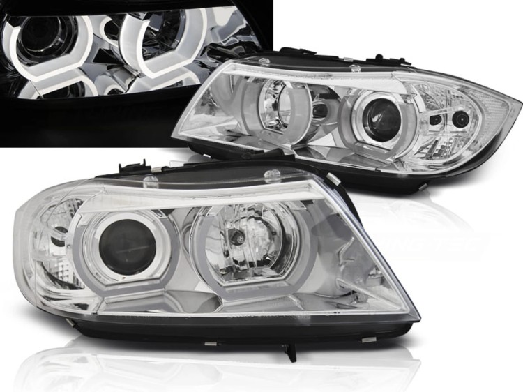 LAMPY PRZEDNIE REFLEKTORY XENON CHROME BMW SERII 3 E90/E91 03.05-08.08