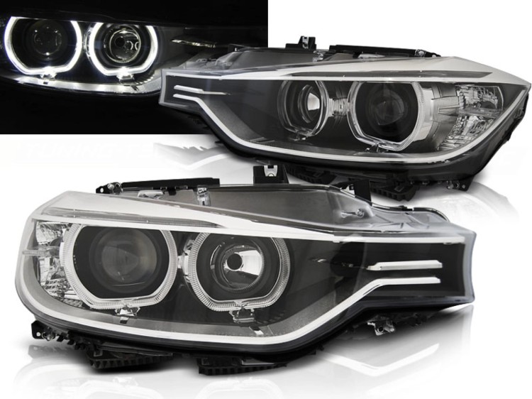 LAMPY PRZEDNIE REFLEKTORY ANGEL EYES LED BLACK BMW SERII 3 F30/F31 11-15
