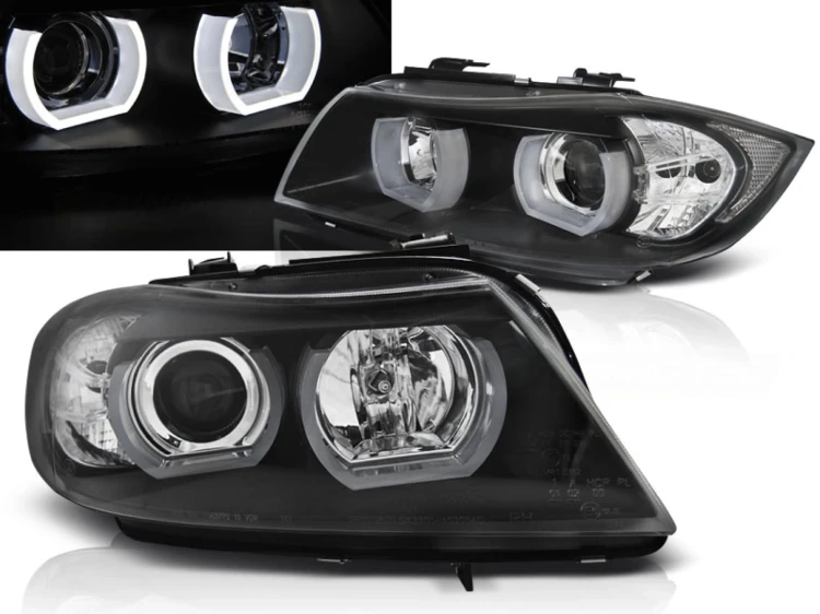 LAMPY PRZEDNIE REFLEKTORY U-LED 3D BLACK BMW SERII 3E90/E91 05+