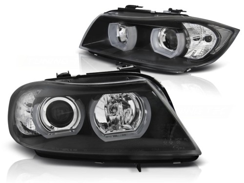 LAMPY PRZEDNIE REFLEKTORY U-LED 3D BLACK BMW SERII 3E90/E91 05+