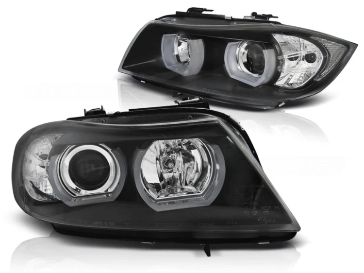 LAMPY PRZEDNIE REFLEKTORY U-LED 3D BLACK BMW SERII 3E90/E91 05+