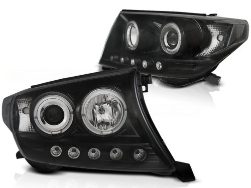 LAMPY PRZEDNIE REFLEKTORY TOYOTA LAND CRUISER FJ200 07-12 ANGEL EYES BLACK