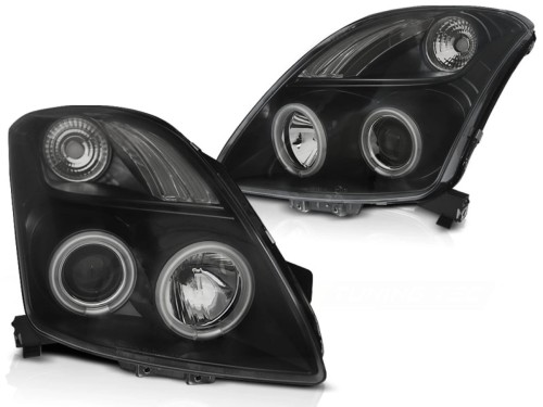 LAMPY PRZEDNIE REFLEKTORY SUZUKI SWIFT 05.05-10 CCFL ANGEL EYES BLACK
