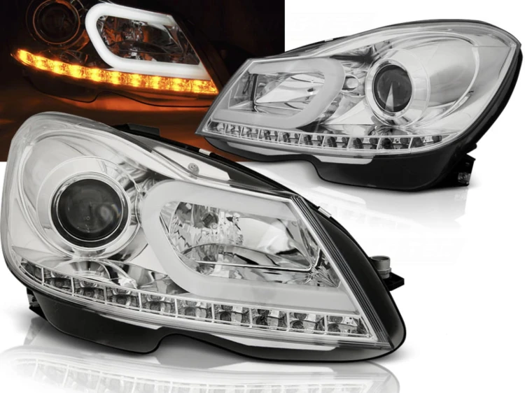 LAMPY PRZEDNIE REFLEKTORY CHROME MERCEDES C KLASA W204 11-14