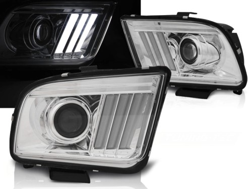 LAMPY PRZEDNIE REFLEKTORY FORD MUSTANG 04-09 CHROM LED