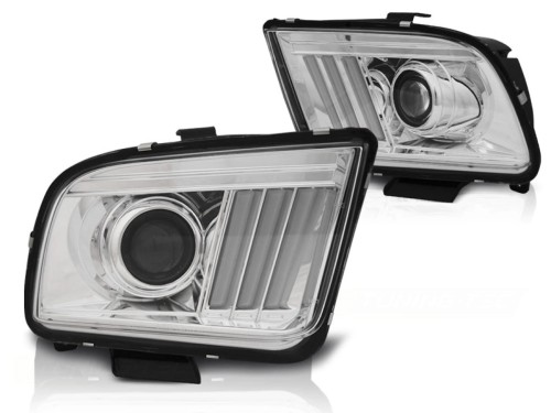 LAMPY PRZEDNIE REFLEKTORY FORD MUSTANG 04-09 CHROM LED