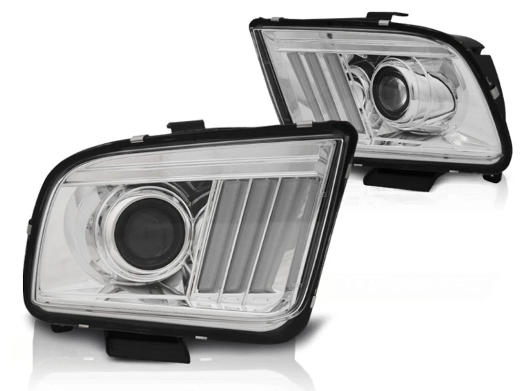 LAMPY PRZEDNIE REFLEKTORY FORD MUSTANG 04-09 CHROM LED