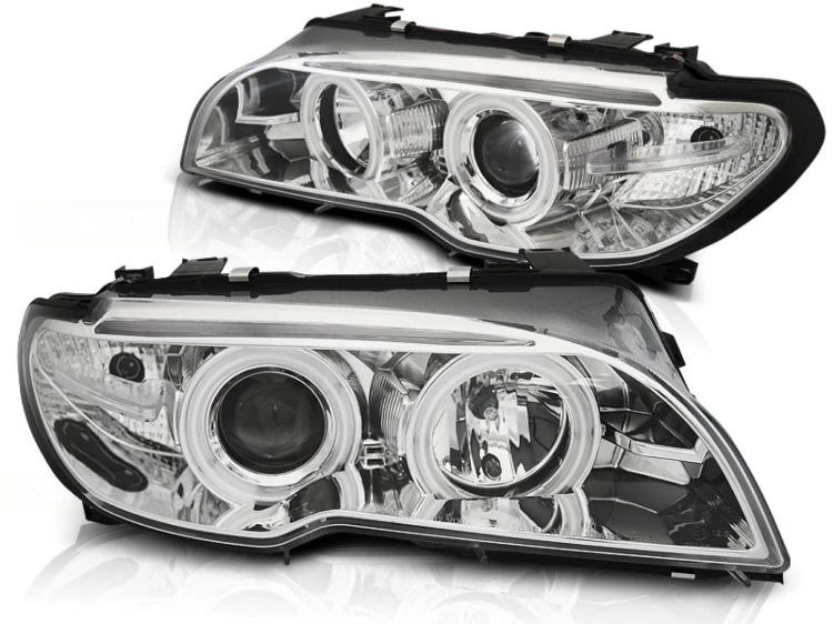 LAMPY PRZEDNIE REFLEKTORY XENON CHROME BMW SERII 3 E46 03-06 COUPE CABRIO